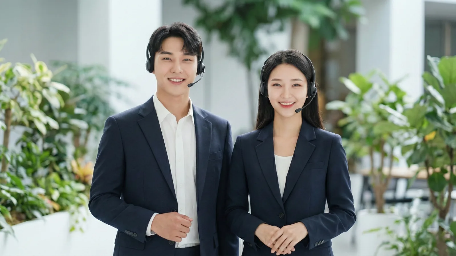 품티켓 결제 안내 상담원 두 명이 문의를 기다리는 모습